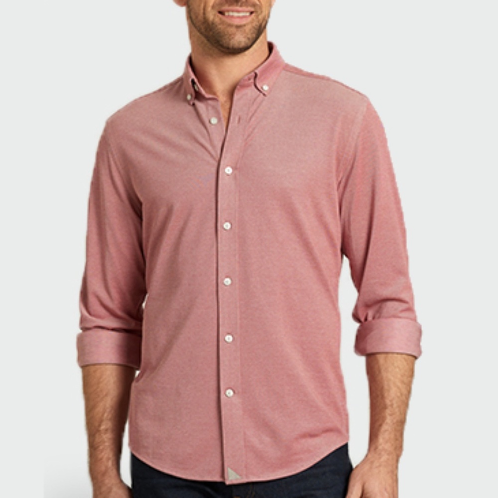 UNTUCKit Men's Pencarrow Slim Button Down CoolMax Shirt Oxford Pattern Large